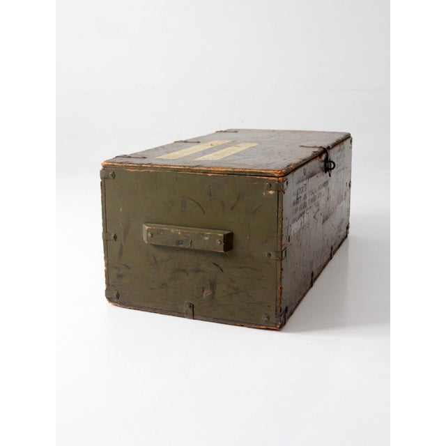Wood Wwii Military Storage Wooden Crate Trunk For Sale - Image 7 of 16