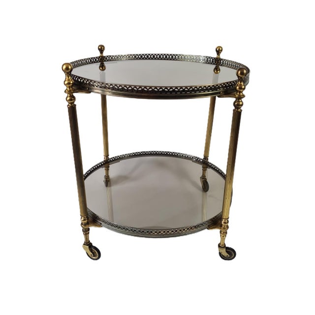 French Bar Table in Brass with Mirror-Finished Glass, 1960s For Sale - Image 13 of 13