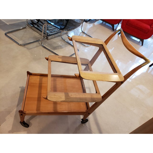 Modern 1950 Brazilian Caviuna Wood Tea Cart For Sale - Image 3 of 6