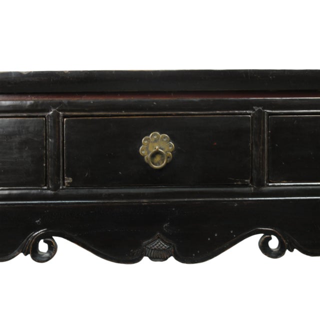 Antique Chinese Black Lacquer Altar Console Table For Sale - Image 10 of 13