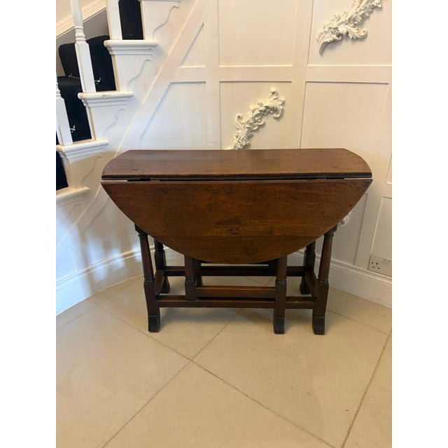 Antique Oak Gateleg Drop Leaf Dining Table, 1680s For Sale - Image 9 of 17