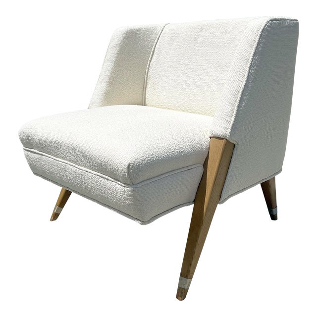 Mid-Century Lounge Chair in the Style of Gio Ponti in Schumacher Boucle For Sale