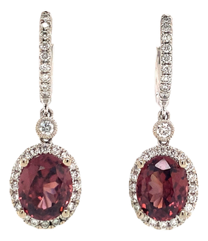 Natural Tourmaline Rubellite Diamond Earrings 18k Gold 6.62 TCW Certified