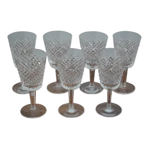 Set of 7 Waterford Alana 7 Inch Cut Crystal Wine Glasses