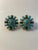 American 1960s Pair of Circle Earrings in Turq/Green/CZS For Sale - Image 3 of 3