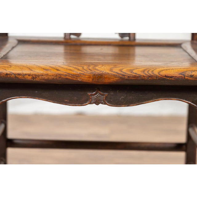 Chinese Ming Dynasty Style Elm Wedding Chair with Curving Back and Carved Splat For Sale - Image 4 of 13