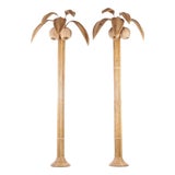 Large Rattan Palm Tree Sconces, 1980s, Set of 2 For Sale