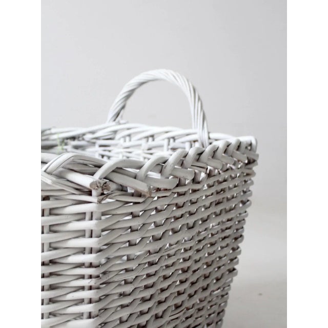 White Vintage Large White Storage Basket For Sale - Image 8 of 13