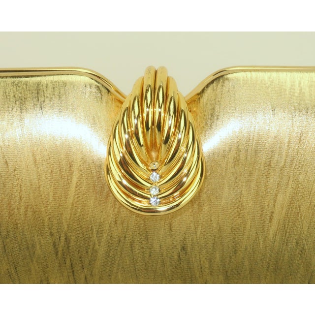 Art Deco Rodo Italian Brushed Gold Convertible Clutch Handbag, 1970's For Sale - Image 3 of 15