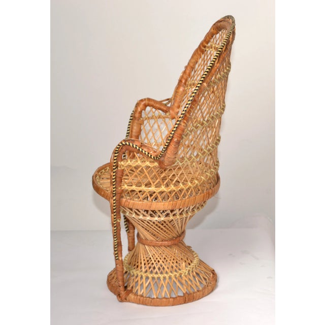 Mid-Century Modern 1970s Mid-Century Modern Emmanuelle Miniature Wicker Rattan Armchair Plant Stand For Sale - Image 3 of 12
