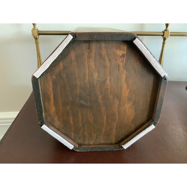 Vintage Octagonal Wooden Wastebasket With Lion Heads For Sale In Chicago - Image 6 of 11