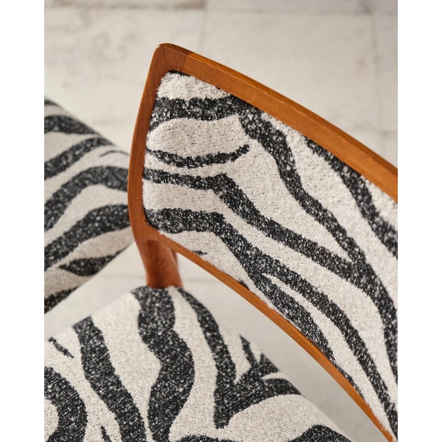 Model 80 Dining Chairs in Teak with Zebra-Print Upholstery by Niels O. Møller for j.l. Møllers, Denmark, 1960s, Set of 6 For Sale - Image 18 of 18