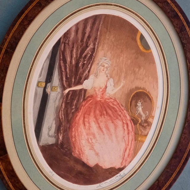 Charles Naillod, The Secret Encounter, 1920s, Glass & Wood & Paper For Sale - Image 4 of 18