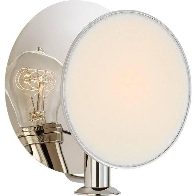 Osiris Single Reflector Sconce in Polished Nickel with Linen Diffuser Designer: Thomas O'Brien Height: 10.25" Extension:...