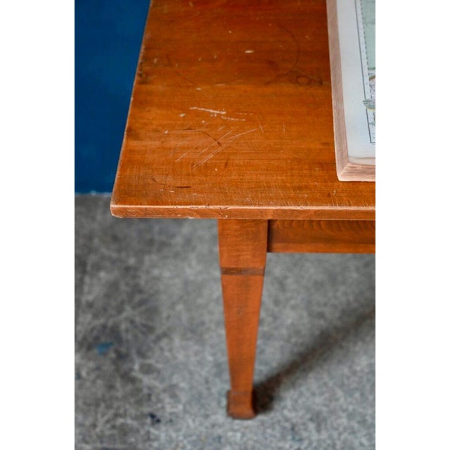 Antique Farmhouse Table with Drawer in Light Wood For Sale - Image 5 of 18