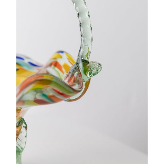 Glass Vintage Murano Glass Handle Bowl, Italy, 1970s For Sale - Image 7 of 12