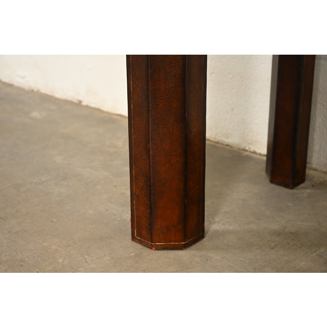 Maitland Smith Regency Leather Wrapped Console Table For Sale - Image 9 of 11