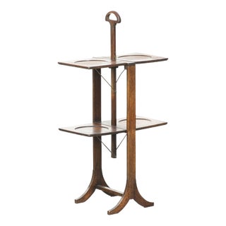 English Side Table or Cake Stand in Oak, Late 19th-Early 20th Century For Sale