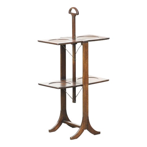 English Side Table or Cake Stand in Oak, Late 19th-Early 20th Century For Sale