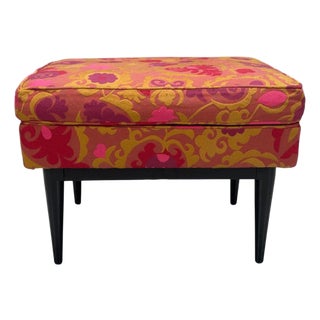 Paul McCobb, Ebonized Wood, Fabric, Ottoman, Usa, 1950s For Sale