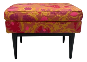 Paul McCobb, Ebonized Wood, Fabric, Ottoman, Usa, 1950s