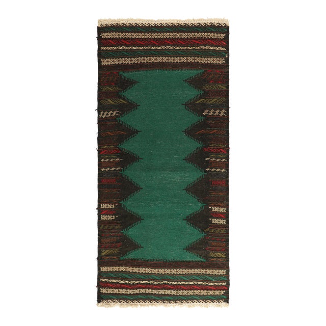 Vintage Afghan Kilim With Teal Open Field, From Rug & Kilim For Sale