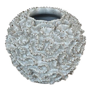 Currey & Co Swirl Small White Vase For Sale