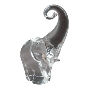 Mid 20th Century Oggetti Italy Signed Heavy Crystal Elephant Murano Art Glass Sculpture