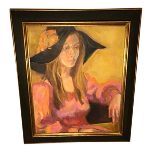 Large 1977 Joni Mitchell Style Portrait by Peggy Calvart