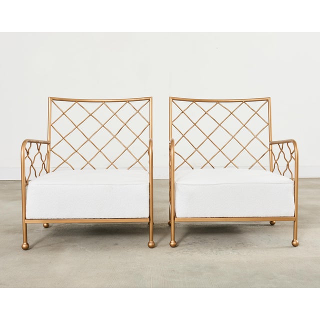 Mid 20th Century Pair of Maison Jean Royere Style Croisillion Armchairs For Sale - Image 5 of 18