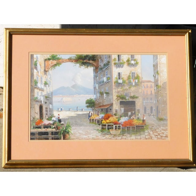 Paint Girolamo Gianni, 1837-1895 Noted Italian Artist, Gouache 12 X 19 City Scene For Sale - Image 7 of 7
