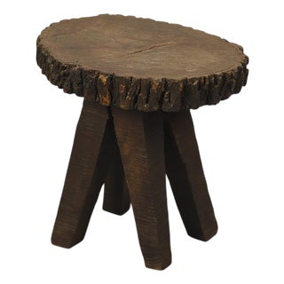 Primitive Wabi Sabi Folk Art Farmhouse Side Table / Pedestal For Sale