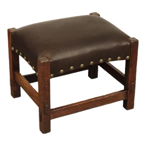 Gustav Stickley Antique Arts and Crafts Mission Oak And Leather Footstool