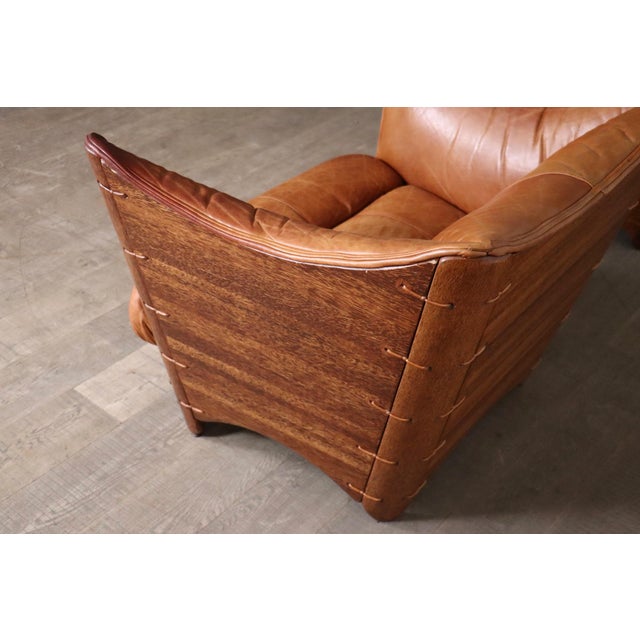 Wood Mid-Century Cognac Leather and Wood Lounge Chairs by Pacific Green, Australia, 1970s, Set of 2 For Sale - Image 7 of 15