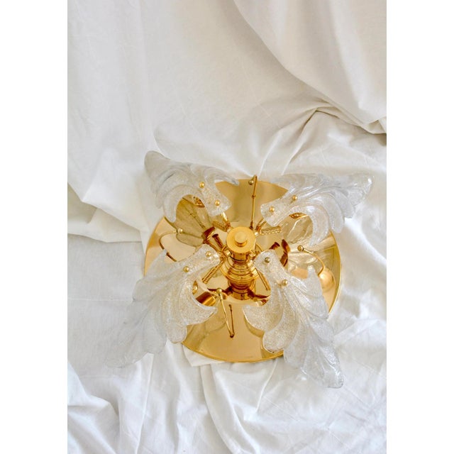 Vintage Murano Glass Leaf Flush Mount in Brass by Carl Fagerlund, 1970s For Sale - Image 11 of 11