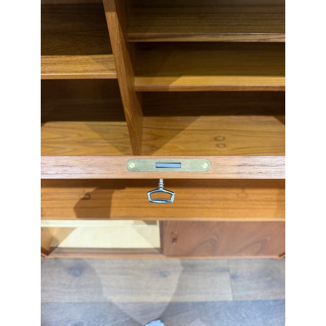 Brown 1960s Hundevad Danish Teak 3-Piece Modular Wall Unit & Secretary, 128" For Sale - Image 8 of 18