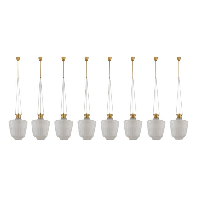 Swedish Modern Pendant in Brass and Glass from Bröderna Malmströms, 1950s For Sale