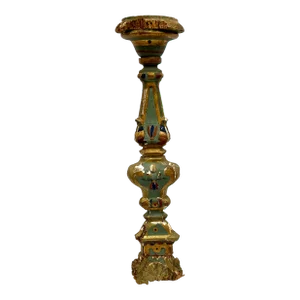 Antique 1800s French Polychrome Altar Candle Holder