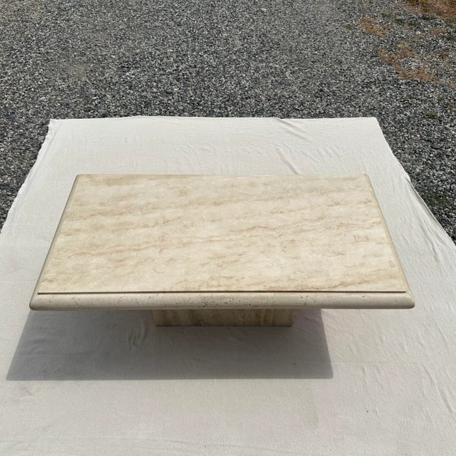 Late 20th Century Polished Travertine Coffee Table For Sale - Image 6 of 9