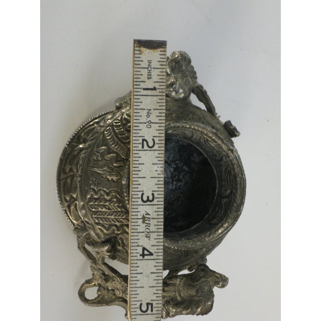 Gray Early 20th Century Tibetan With Dragons Jar / Pot Repousse Tined, Brass: Southeast Asia For Sale - Image 8 of 13
