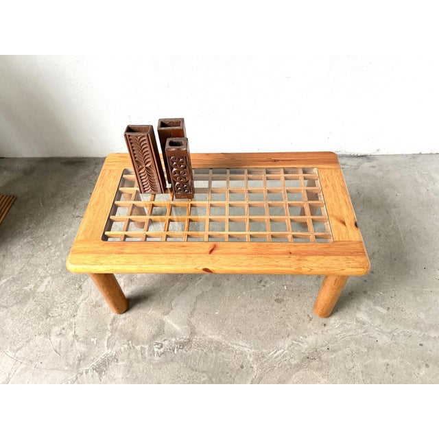 1970s Scandinavian Coffee Table in Pine and Glass, 1970s For Sale - Image 5 of 12