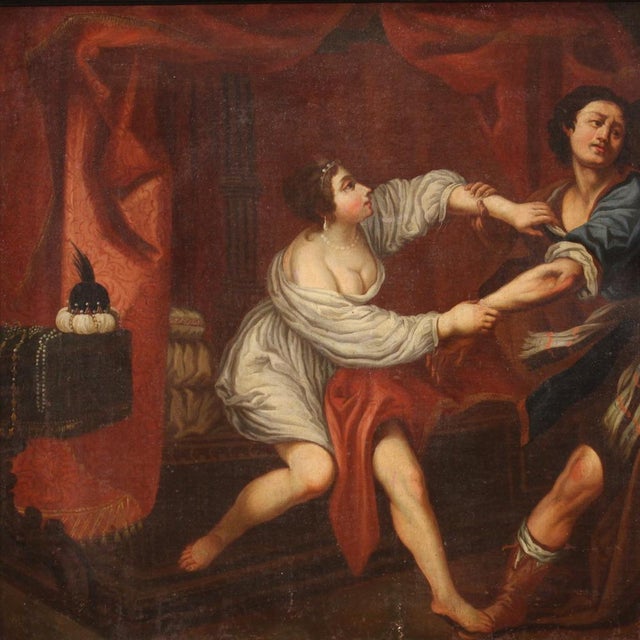 Joseph and and Potiphar's Wife, 1750, Oil on Canvas, Framed For Sale - Image 14 of 16