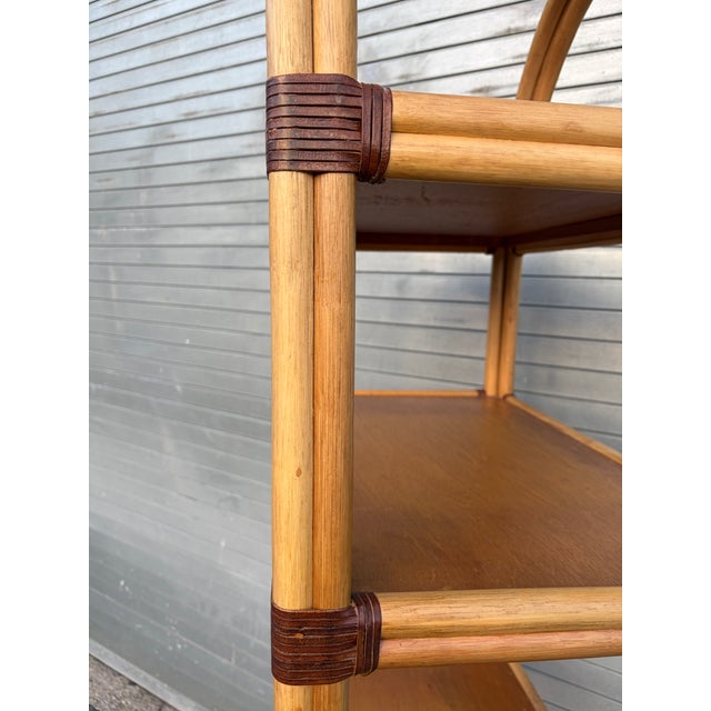 Vintage Coastal Style Arched Rattan Etagere/ Bookcase in the McGuire's Manner. Circa 1970s. For Sale - Image 16 of 18