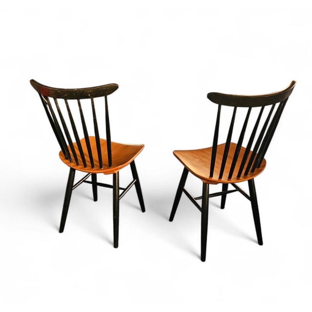 Brown Spindle Back Dining Chairs with Curved Seats in Teak from Pastoe, Holland, 1960s, Set of 2 For Sale - Image 8 of 17