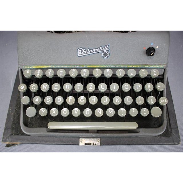 German Mechanical Typewriter with Carrying Case from Rheinmetall, 1950s For Sale - Image 4 of 12