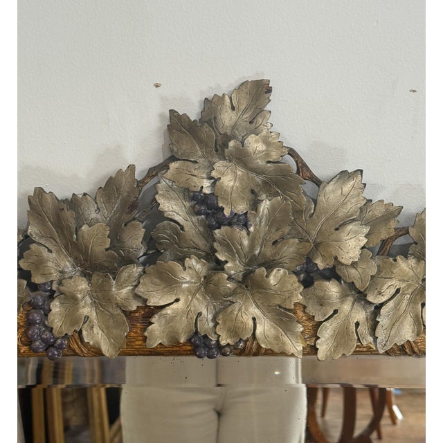 Late 19th Century Large Continental Mirror With Beveled Glass and Grapevine Motif For Sale - Image 5 of 14