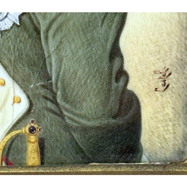 Lovely hand painted watercolor of Napoleon Bonaparte. Signed, "Castel" and set in a lovely brass frame. Image size 4" x...
