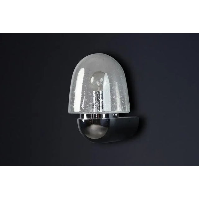 Mid-Century Wall Sconce Chrome & Bubble Glass from Glashütte Limburg, 1960s For Sale - Image 6 of 11