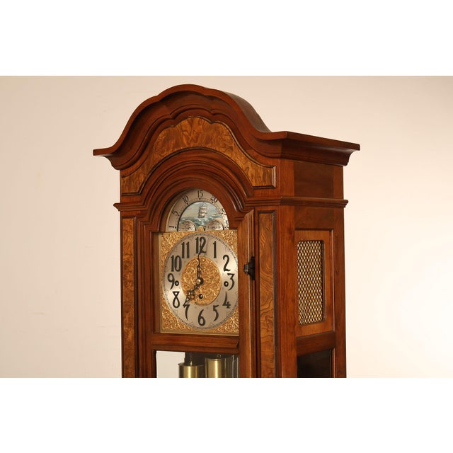 Herschede Burl Wood Five Tube Grandfather Clock For Sale - Image 4 of 18