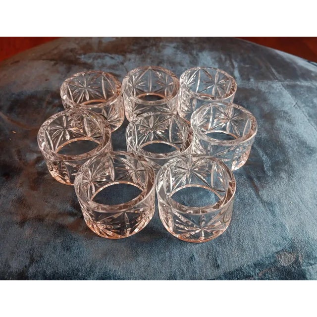 Set of 8 Vintage Crystal Clear Cut Essex Napkin Rings Chairish